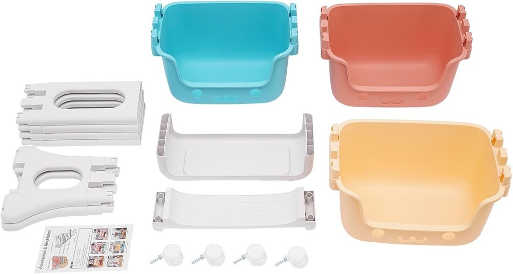 3-Tier Rolling Cart Stackable Utility Storage Trolley Serving Cart w/ Baskets