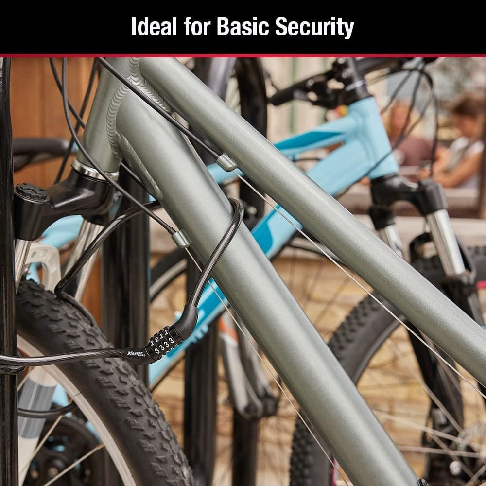 Master Lock Bike Cable with Combination Black, 8143D 1 Pack, Black