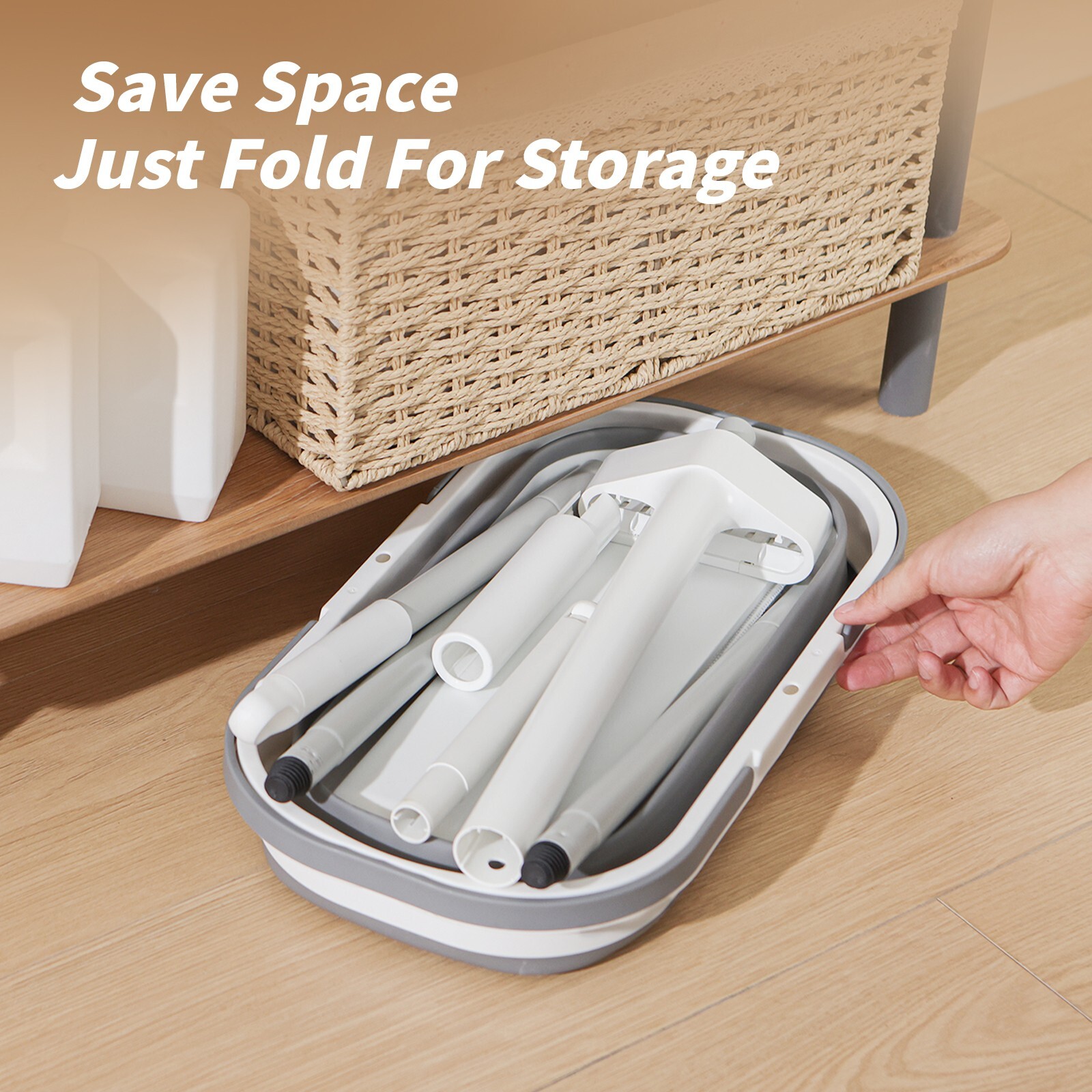 oshang Flat Mop and Foldable Bucket Set. Mops for Floor Cleaning