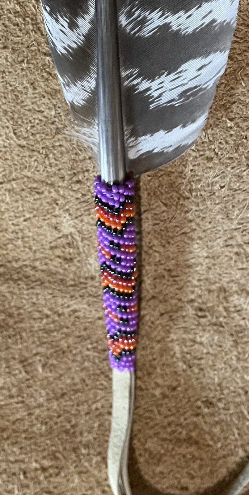 Native American Lakota Sioux Beaded Feather.