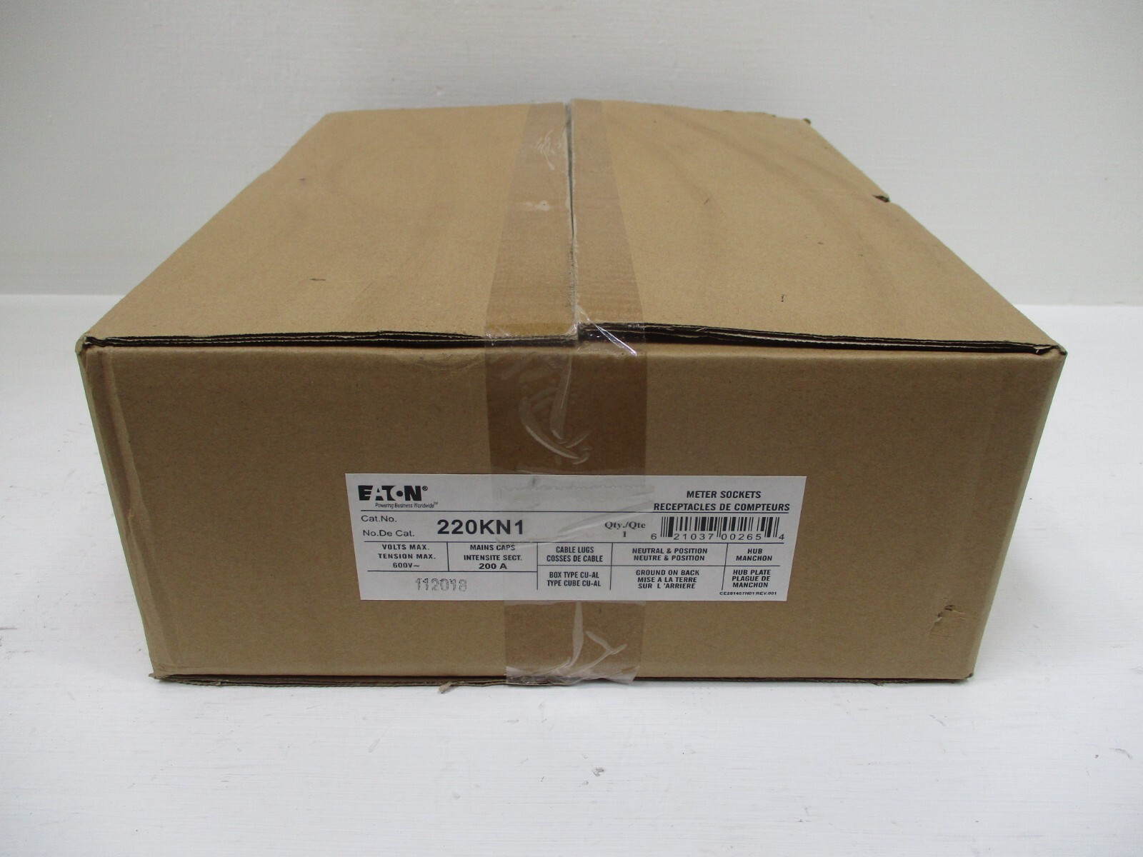 NEW Eaton 220KN1 200 Amp Double Meter Socket 600V 200A NIB