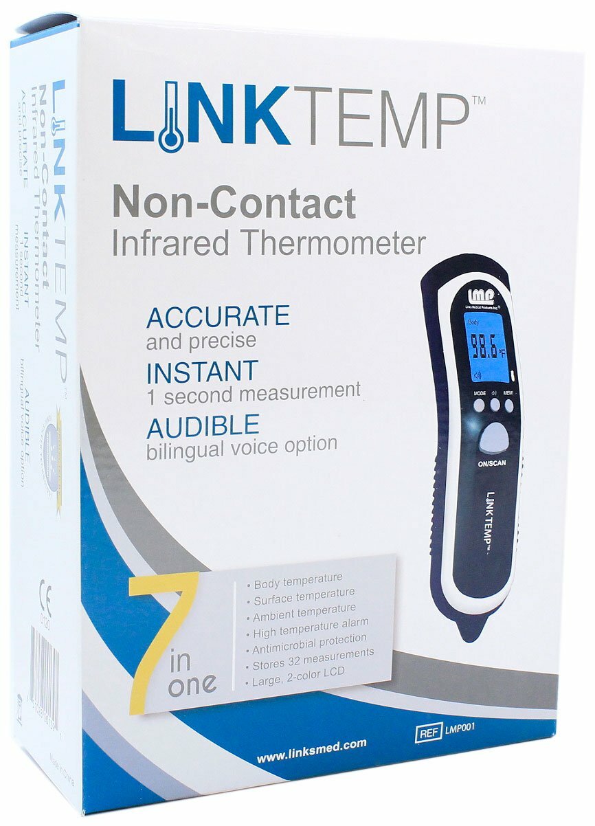 *1-Pack* LinkTemp Non-Contact Infrared Thermometer Audible Bilingual JXB-305