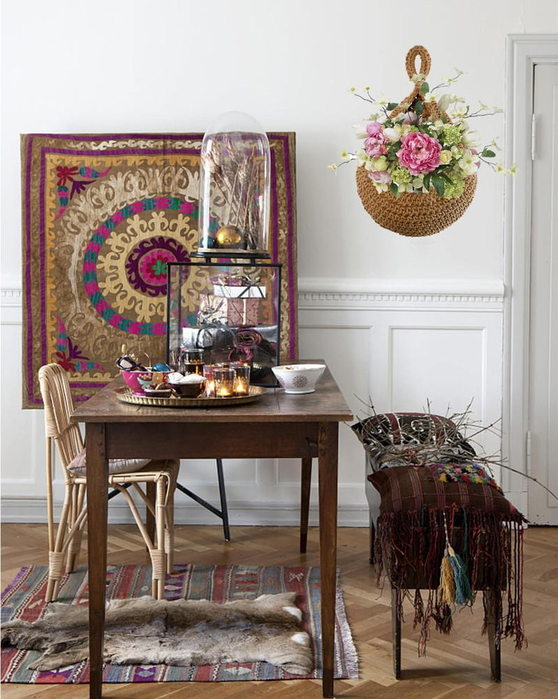 Hanging Fruit Baskets for Kitchen - Handwoven in 3 Sizes Boho Wall Hanging
