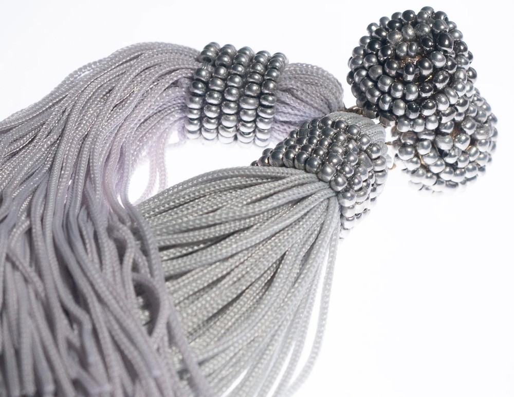 Seedbead Silver Fringe Earring
