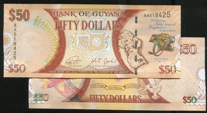GUYANA   ,P41   50-Dollar , 2016 ,  UNC