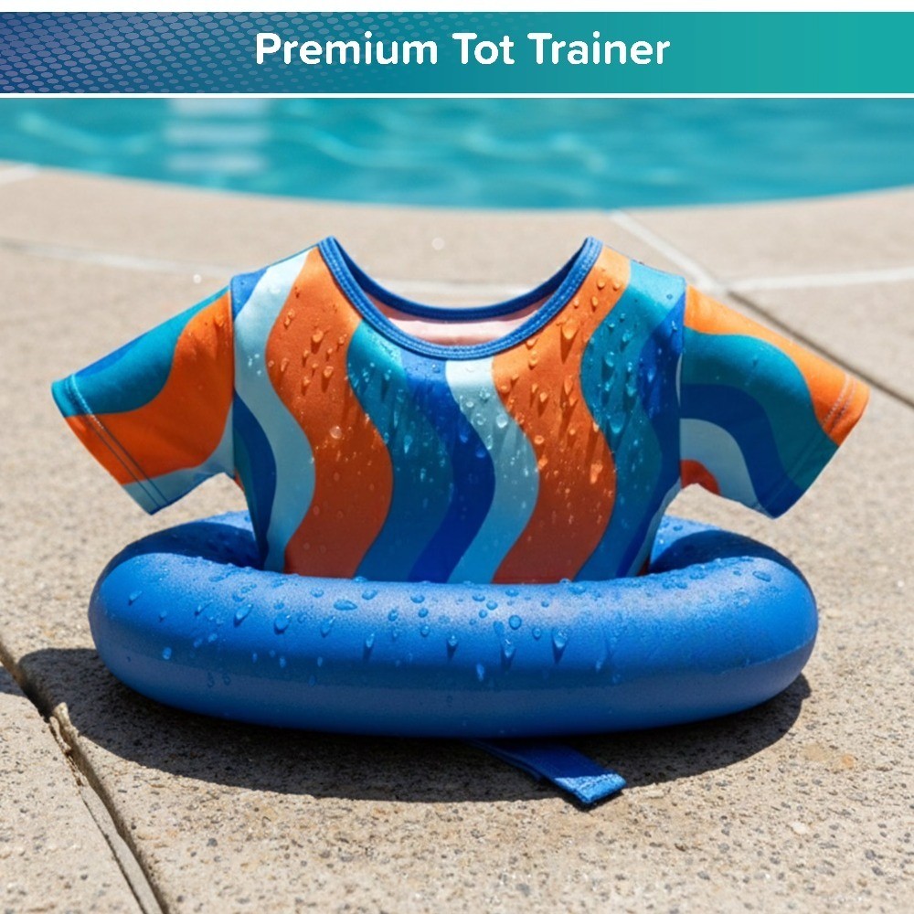 Inflatable Tot Trainer Pool Float with Adjustable Strap, Ages 2-4,25-37 lbs,Blue