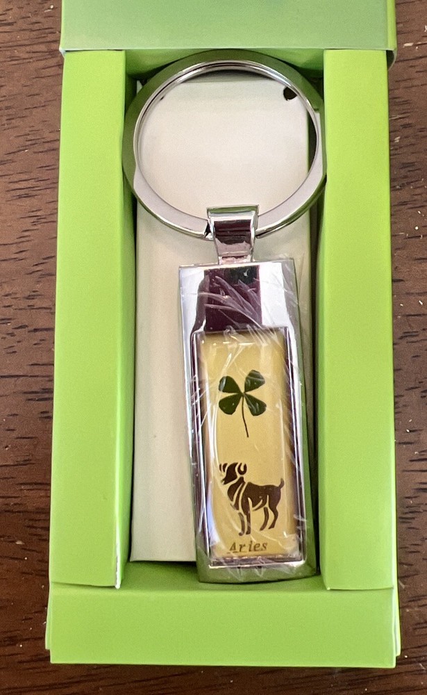 Zodiac Real Four Leaf Clover Keychain - Aries