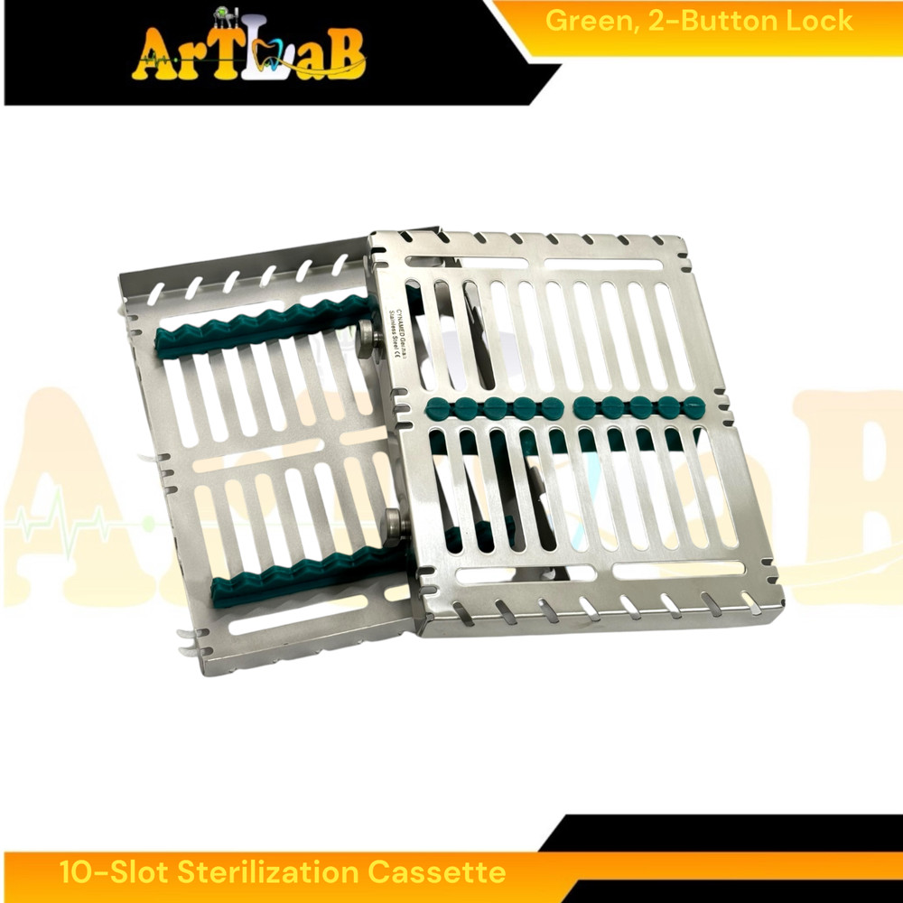 Autoclave Sterilization Boxes for 10 Instruments Each, Detachable, 2-Button (2PK
