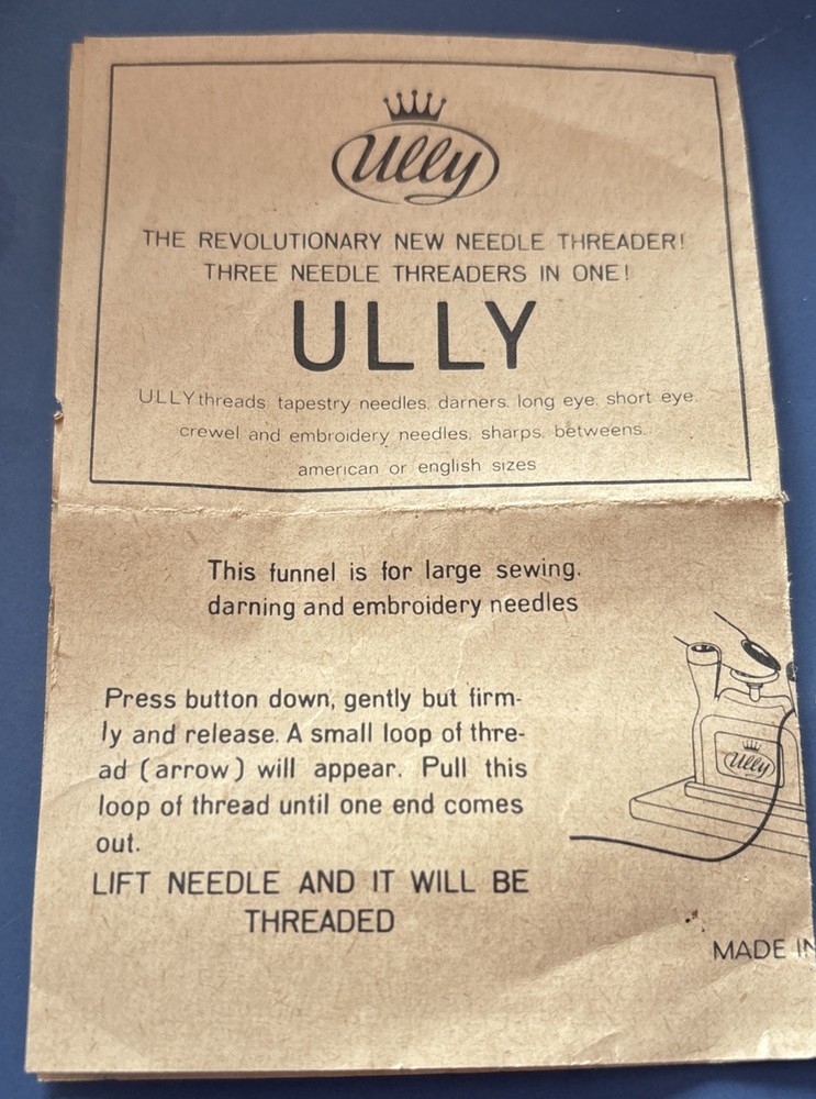 Vintage Ully Needle Threader With Box And Instructions