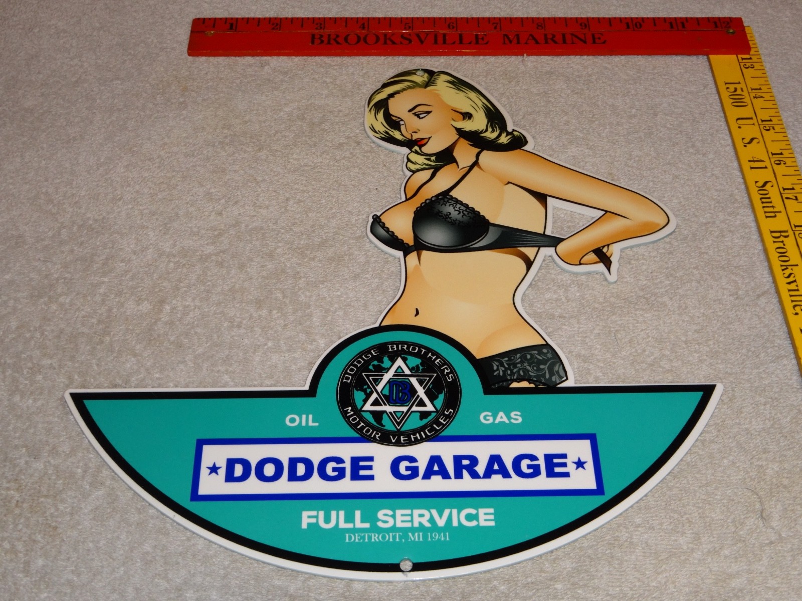 VINTAGE DODGE BROTHERS MOTOR VEHICLE SERVICE GARAGE 👩 WOMAN METAL GASOLINE SIGN