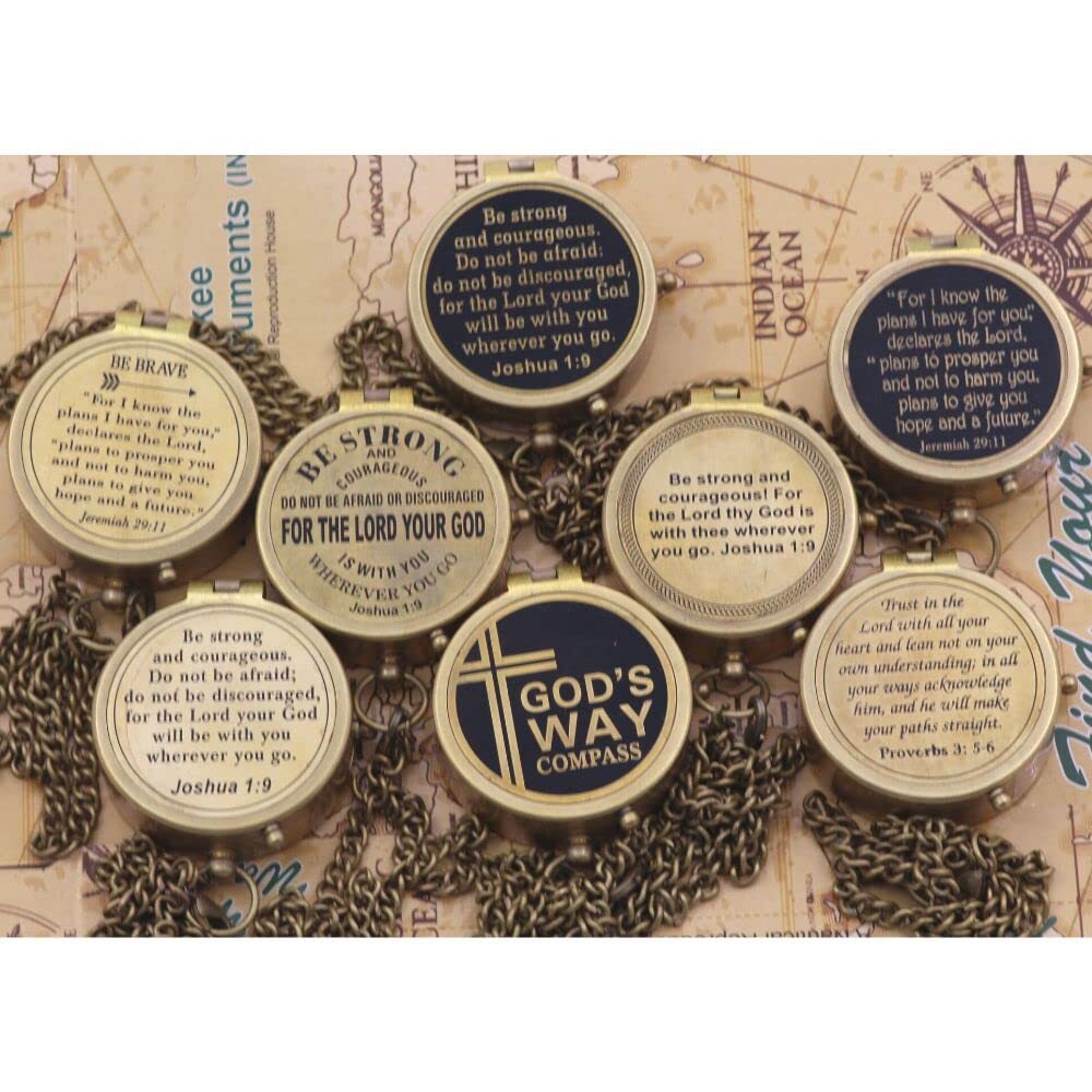 Trust in The Lord Proverbs 3 5-6 Solid Brass Directional Engraved Compass Bap...