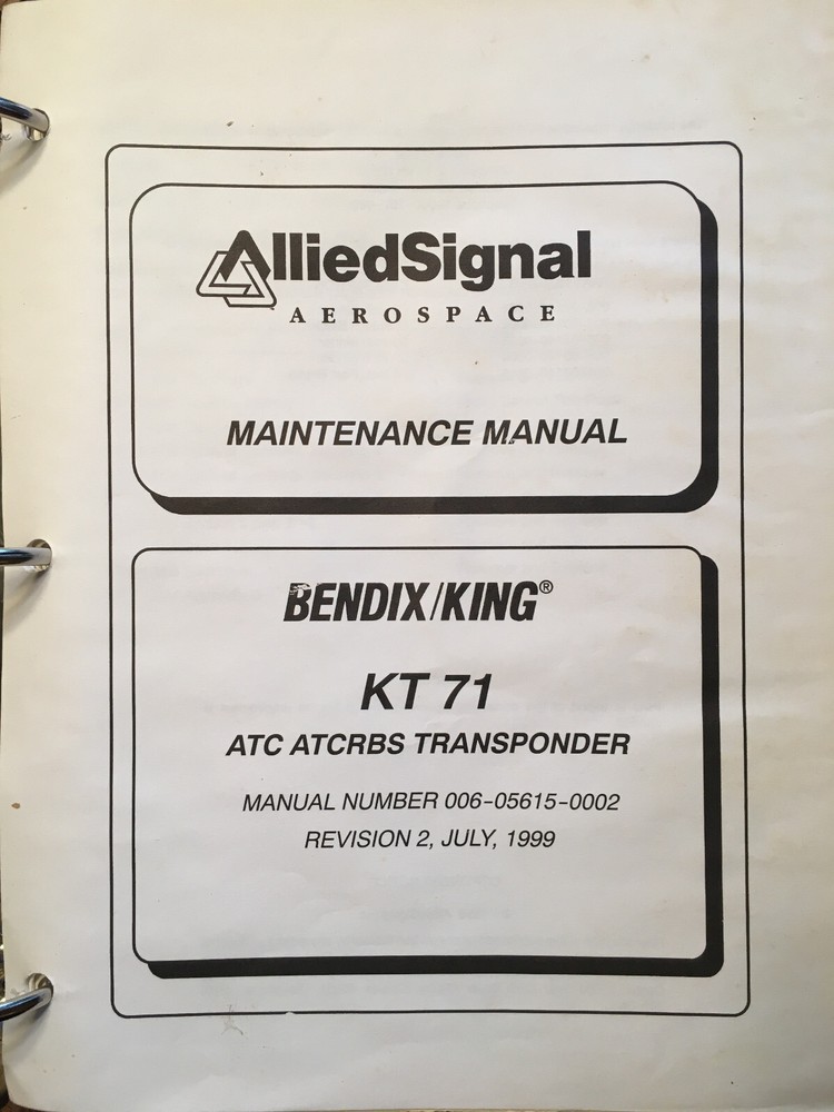 Bendix/King KT-71 Transponder Maintenance Manual