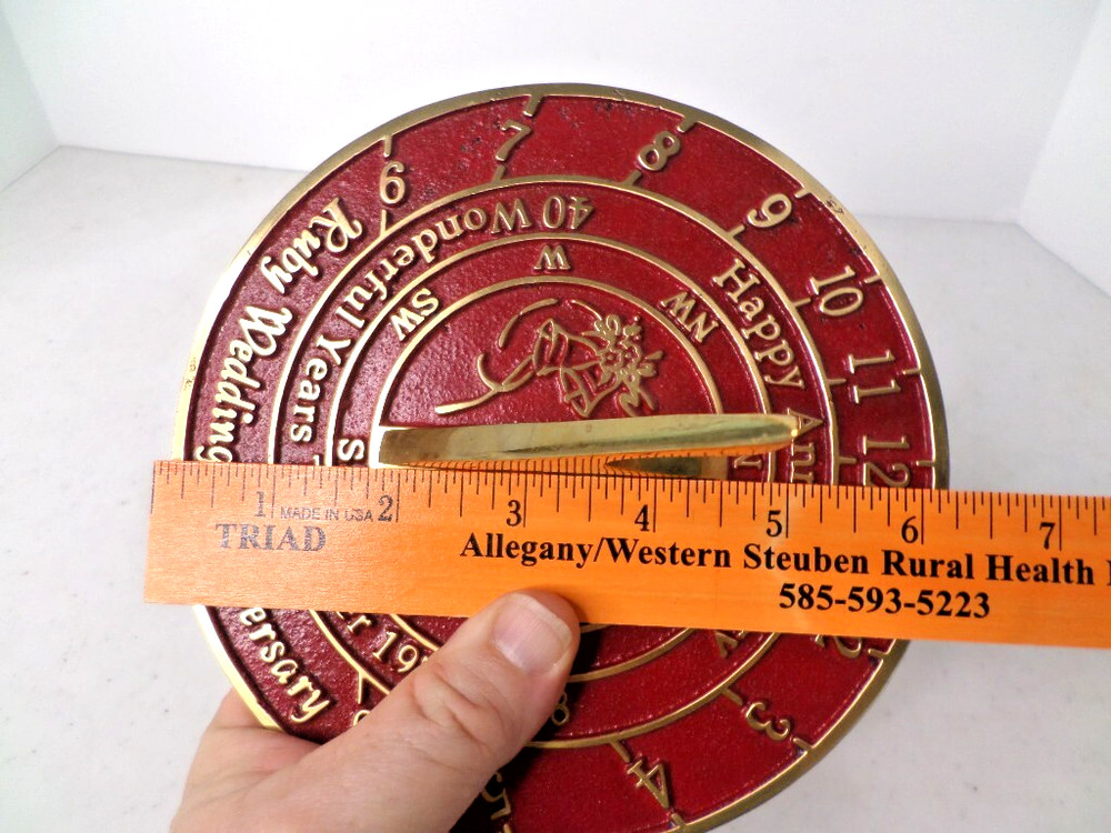 40th Ruby Wedding Anniversary Sundial Gift for Him or Her Dated 1978-2018