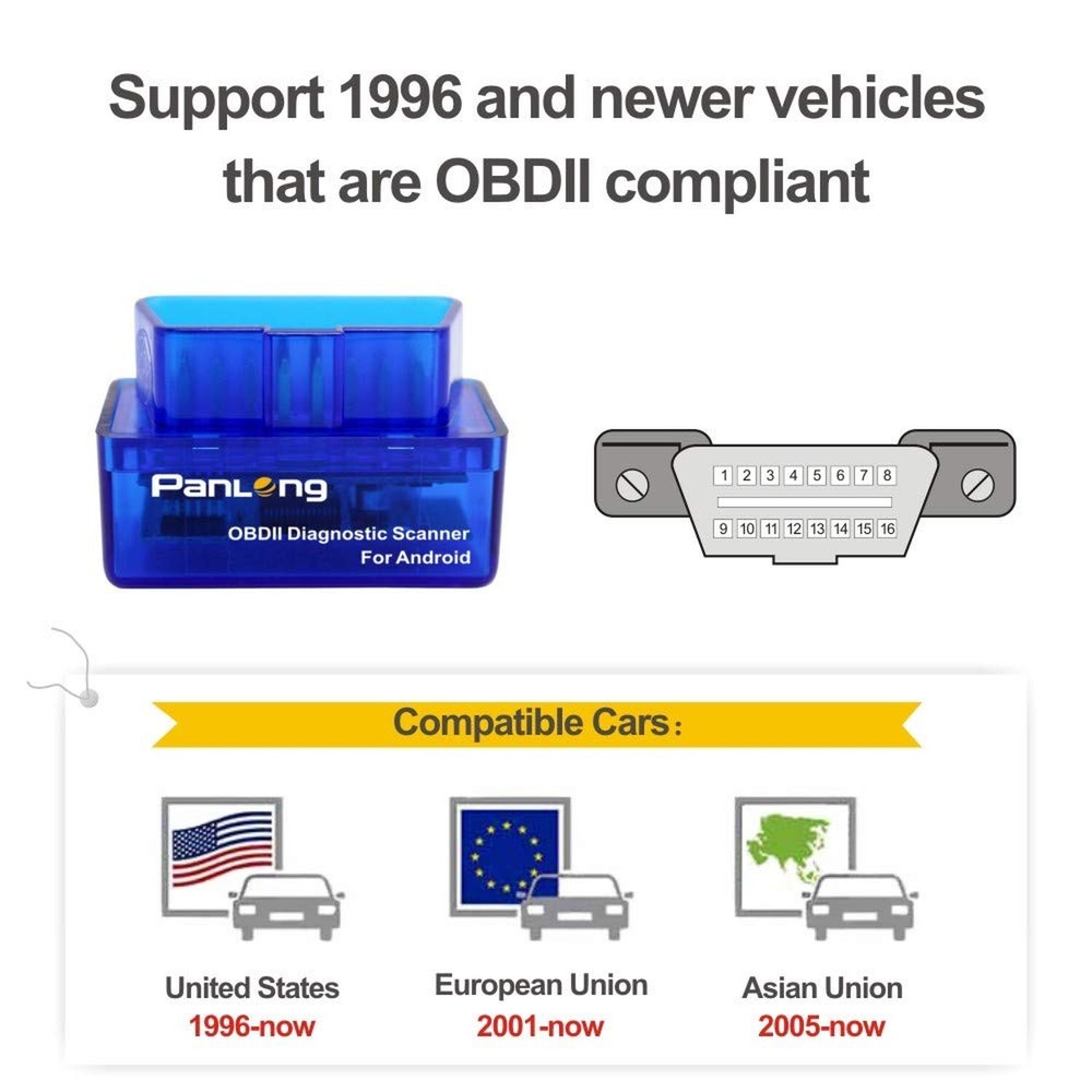Panlong OBD2 Scanner Bluetooth OBDII Diagnostic Tool Car Code Reader Turn Off...