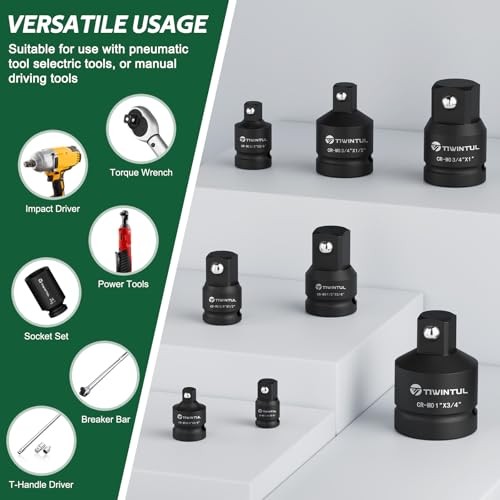 8 Pcs Impact Socket Adapter & Reducer Set, CR SAE-8PCS Adapter and Reducer Set