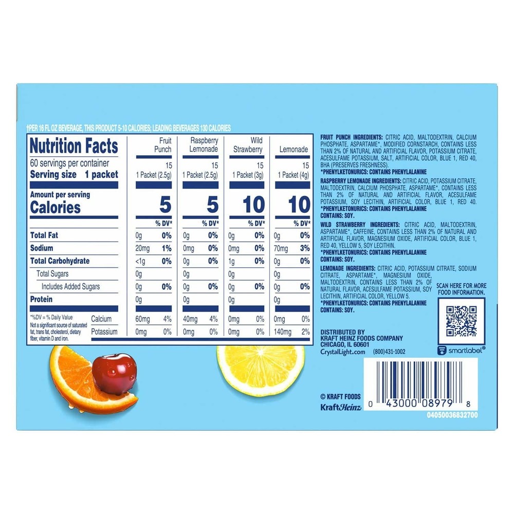 Crystal Light Drink Mix Variety Pack 60 Packets Sugar Free
