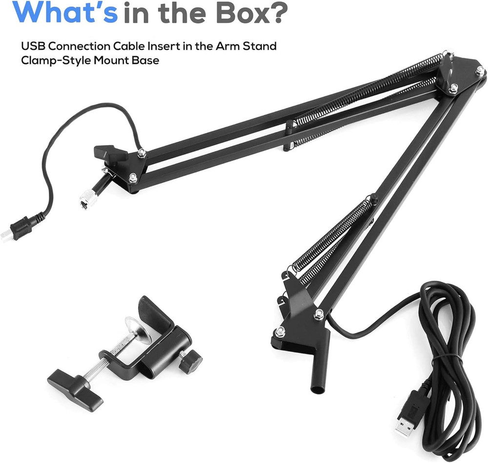 -PRO USB Suspension Boom Microphone Stand - Adjustable Compact USB Microphone Ar