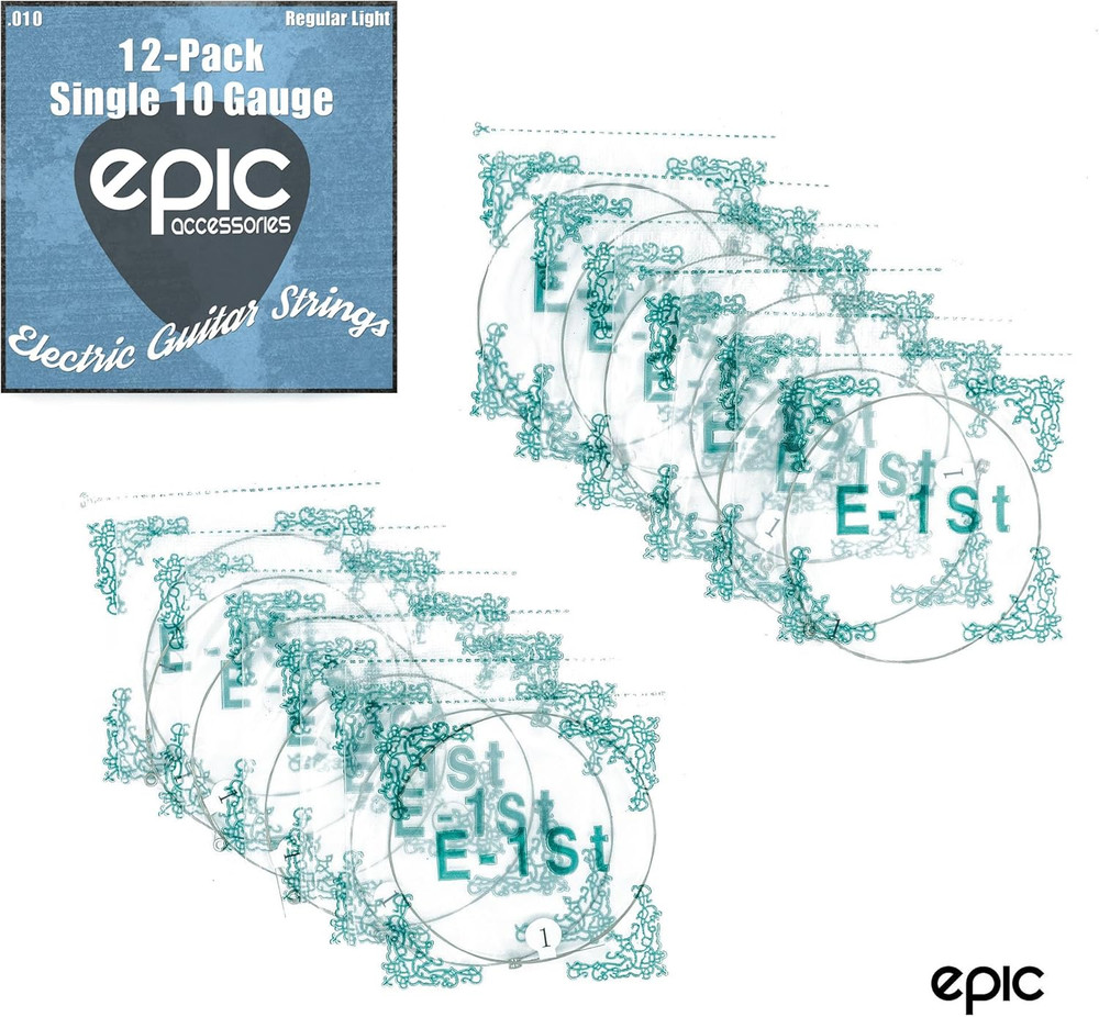 12-Pack .010 Gauge High E String Single Electric Guitar Strings Individually Wra