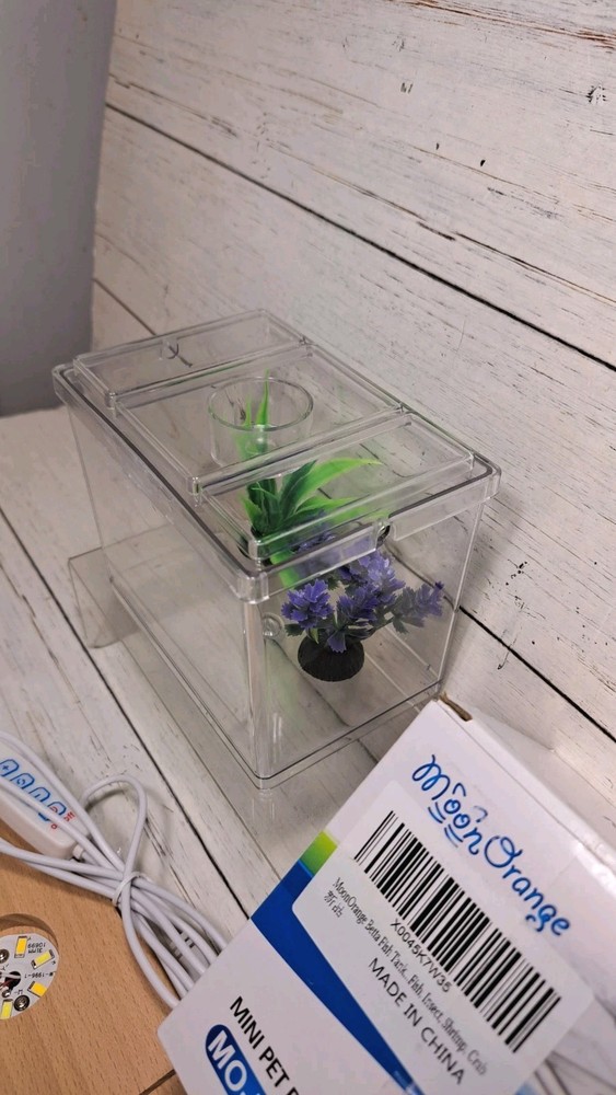 Mini Betta Fish Tank Kit with LED Light Base, Small Fish Bowl for Temporary...