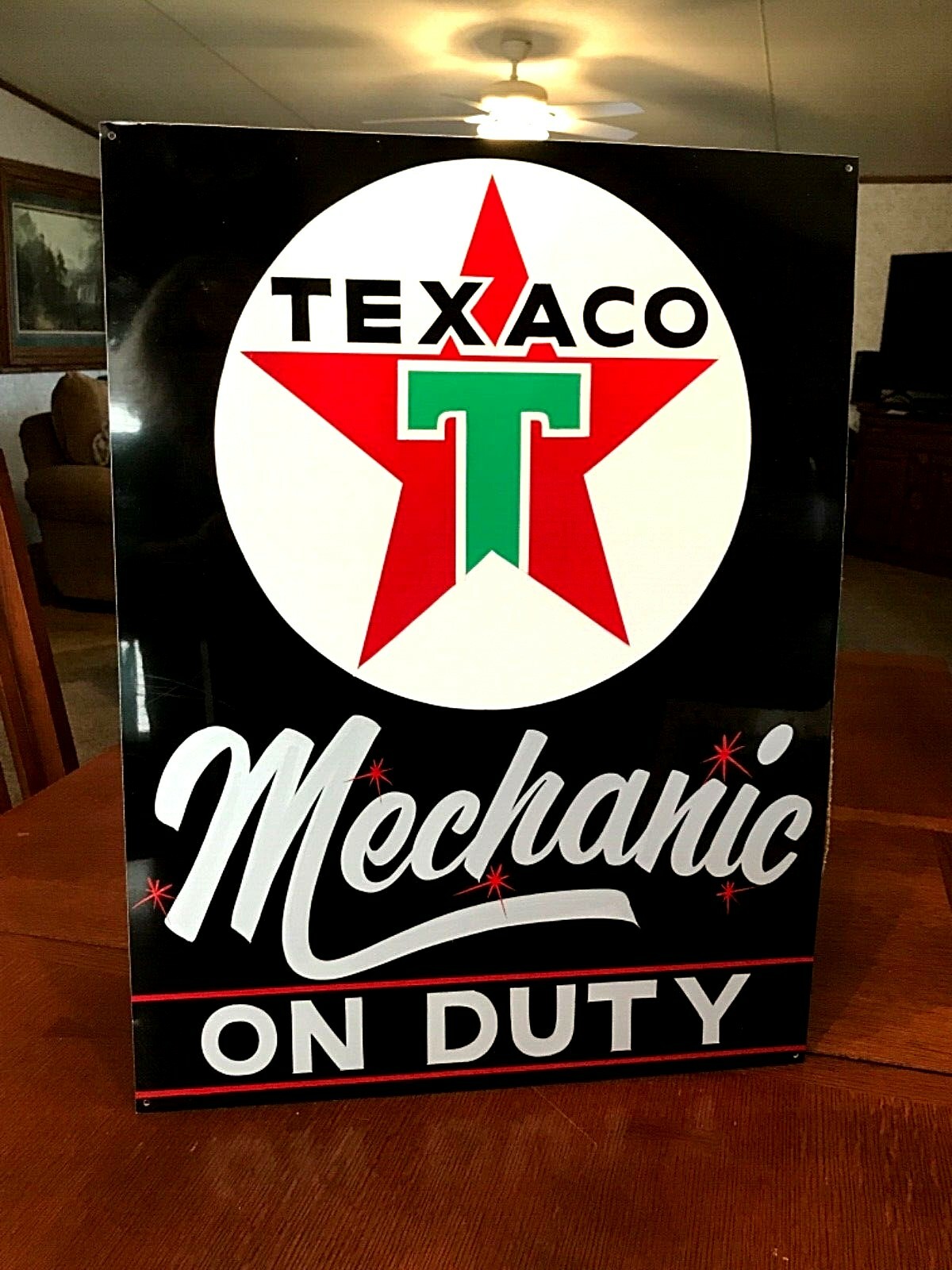 Original PAINTED 24" VINTAGE TEXACO MOTOR OIL SIGN GASOLINE GAS STATION PUMP