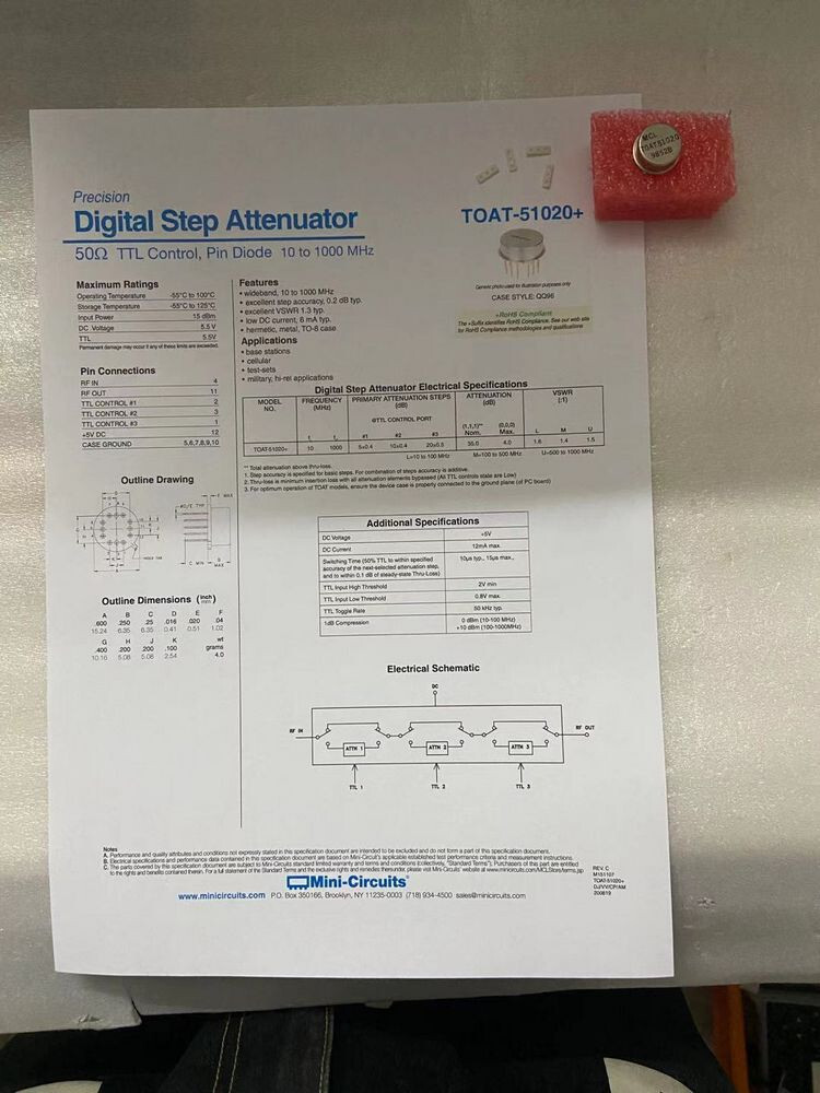 Mini-Circuits Precision Digital Step Attenuator TOAT-51020+