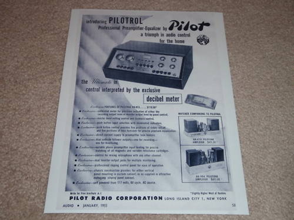 Pilot Pilotrol Preamp/EQ Ad,1955,Specs,Article,AA-904