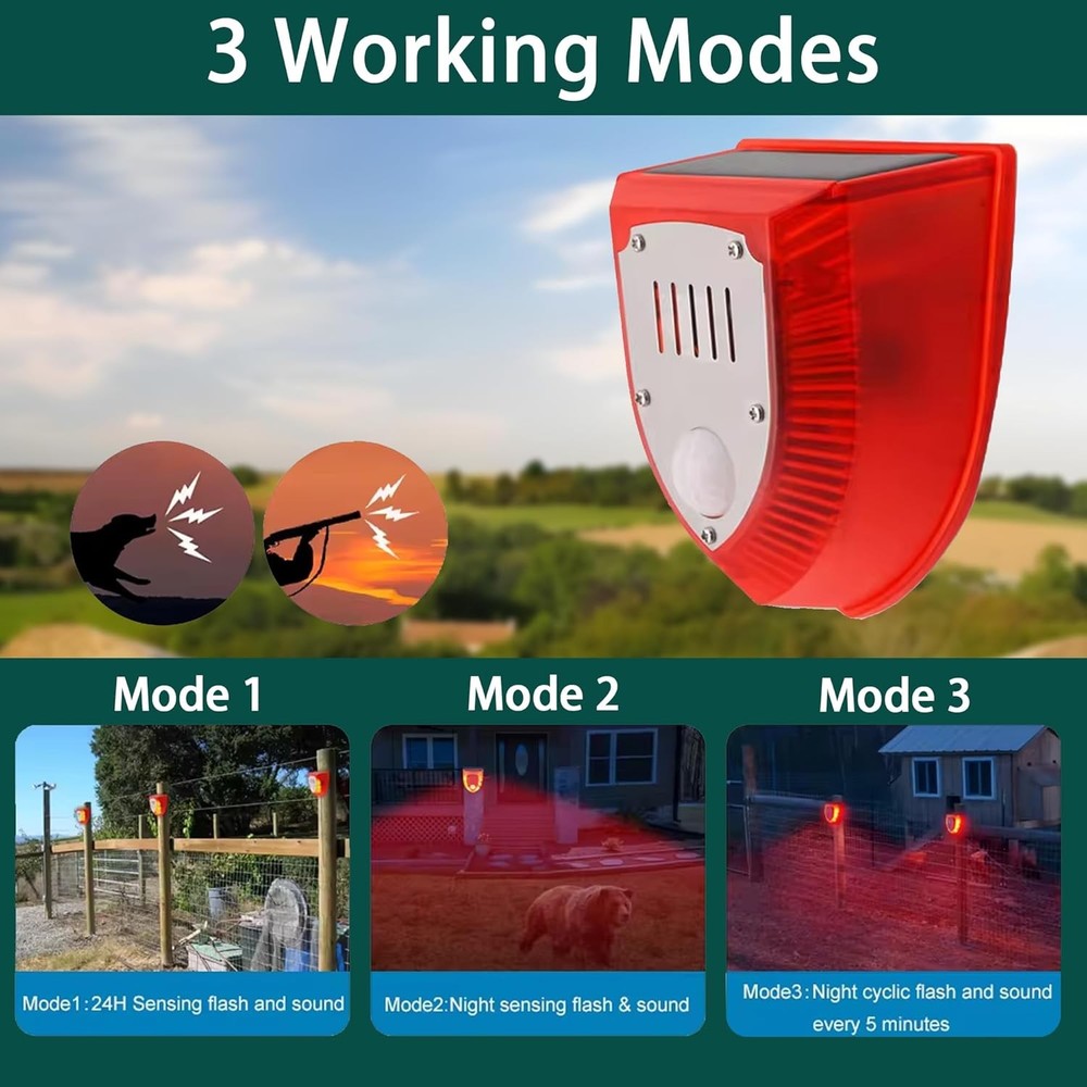 6Pack Solar Alarm LED Light Strobe Wireless Motion Sensor Detector Warning Lamp