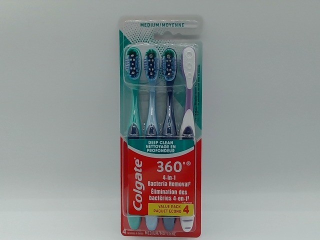 Colgate 360 4-In-1 Bacteria Removal Medium Toothbrush For Adults