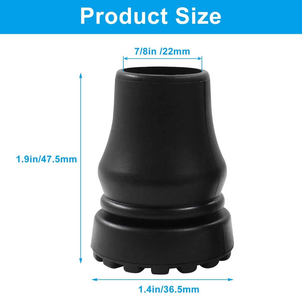 Rubber Cane Tips Heavy Duty Walking Stick Replacement 2 Pack