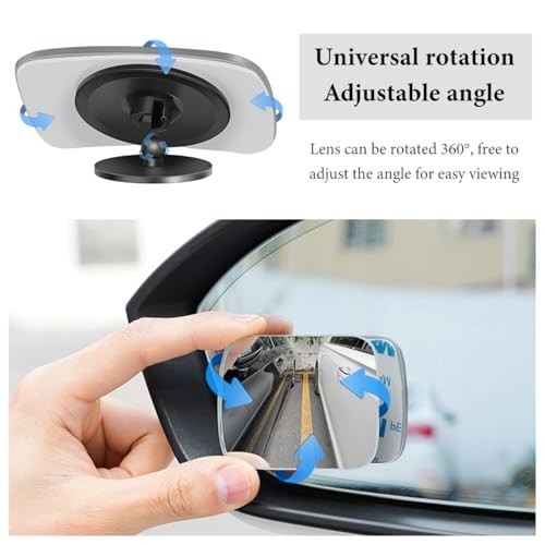2 PCS Blind Spot Mirrors, Rounded Trapezoid HD Glass Frameless Rear Rectangular