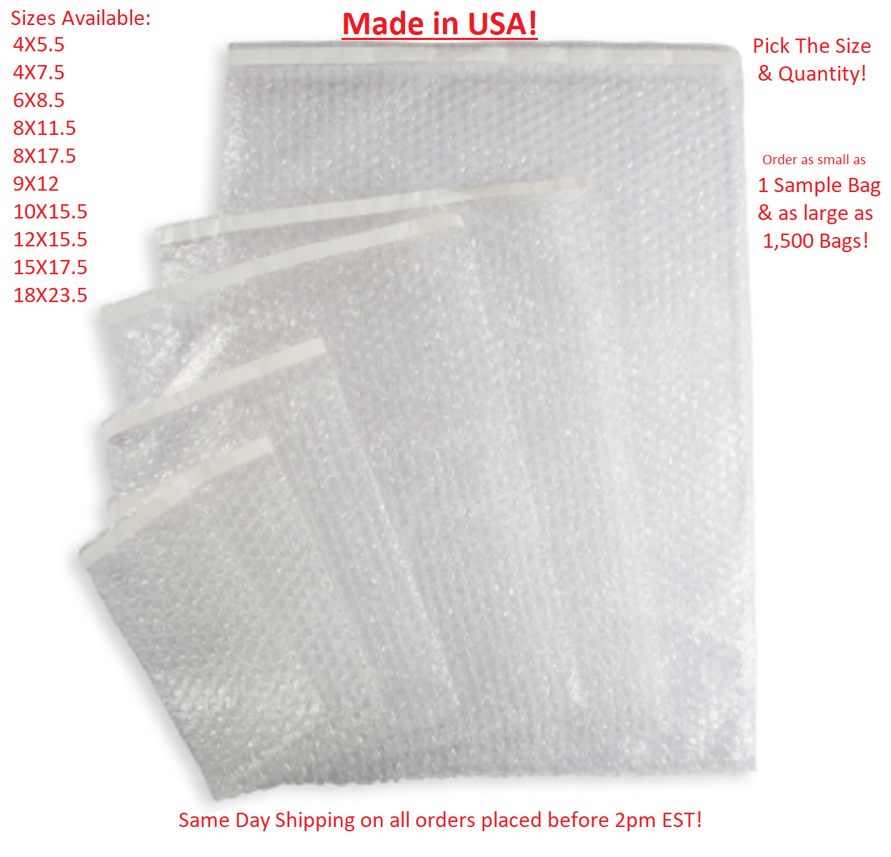 Bubble Out Self Sealing Bags | Protective Wrap Pouches | Full Line Available