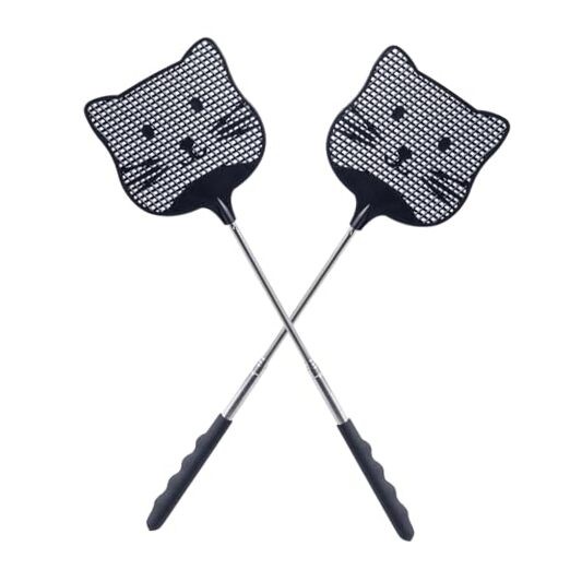 2 Pack Extendable Fly Swatter, 25 inch Long Handle Flyswatters, Plastic 2pack