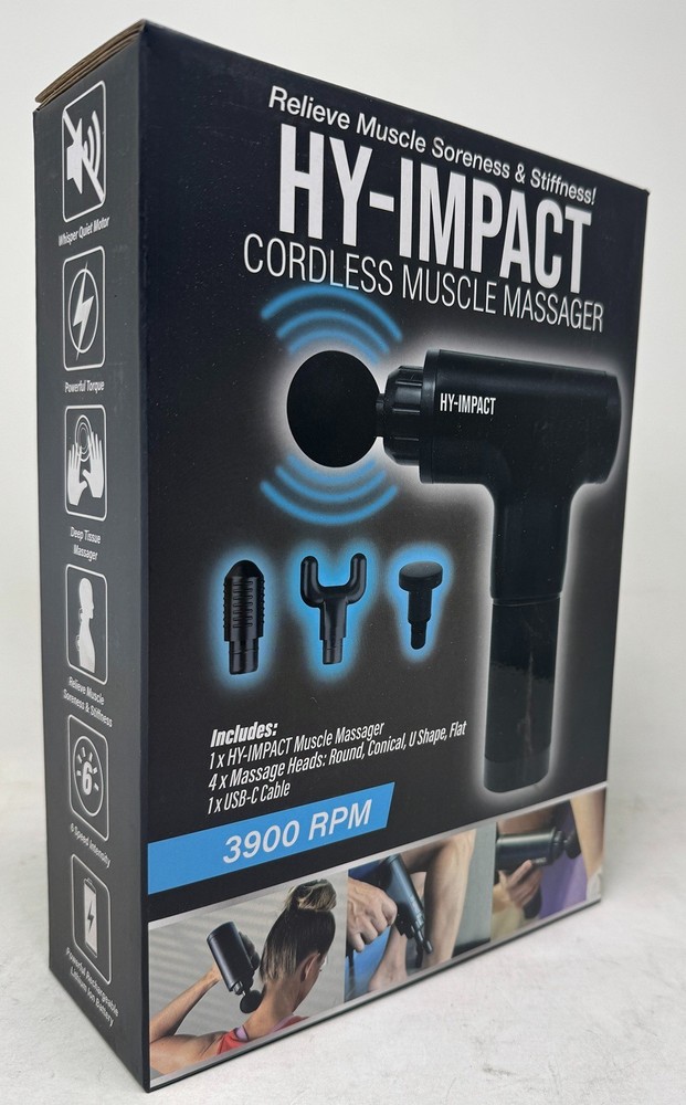 HY-IMPACT Deep Tissue Cordless Muscle Massager with Four Interchangeable heads