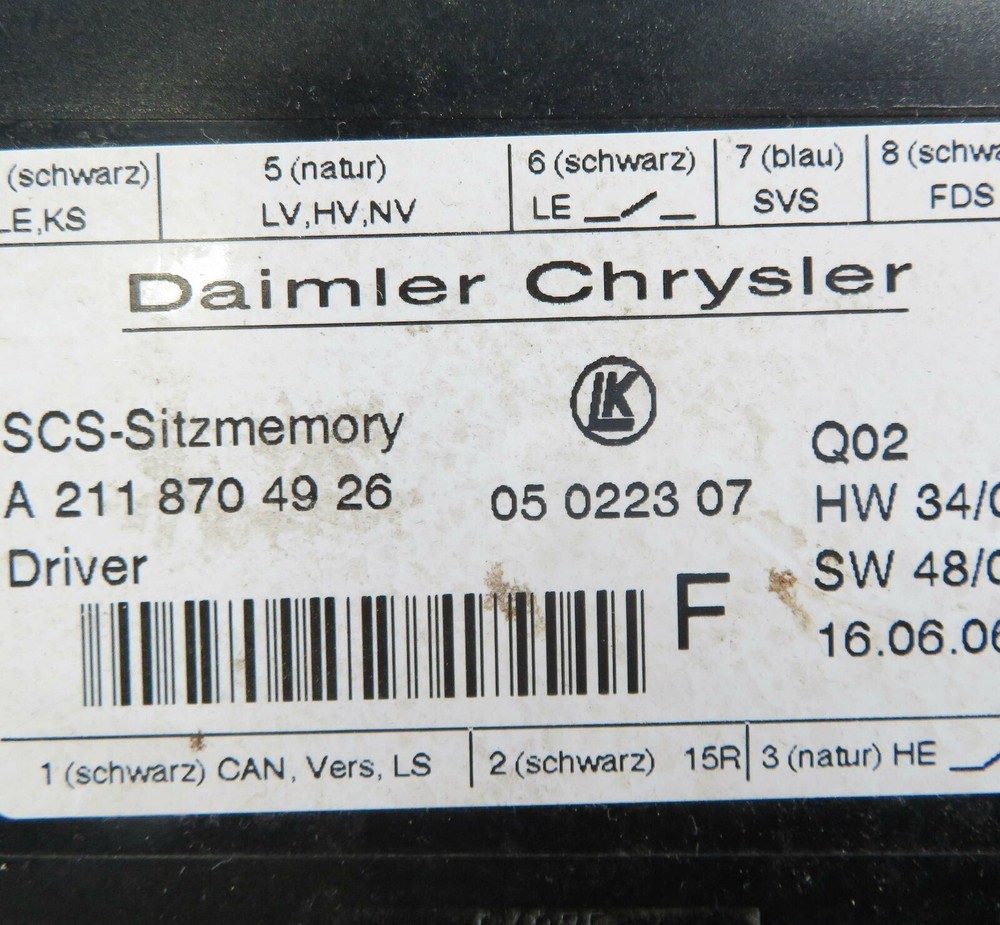 2007 MERCEDES GL450 (X164) LEFT FRONT DRIVER SEAT CONTROL MODULE COMPUTER