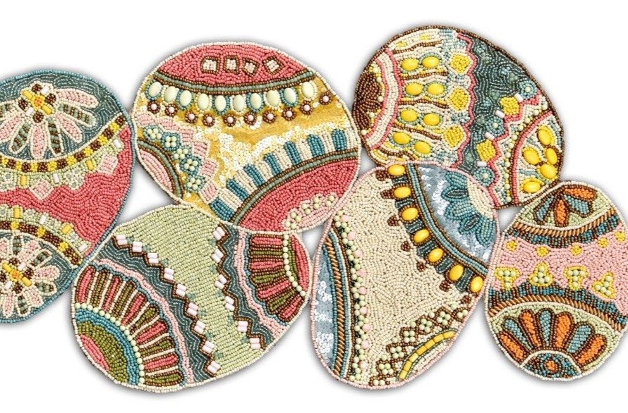 Easter Eggs Design Table Runner Beaded Table Runner Luxury Table Topper 13X36 In