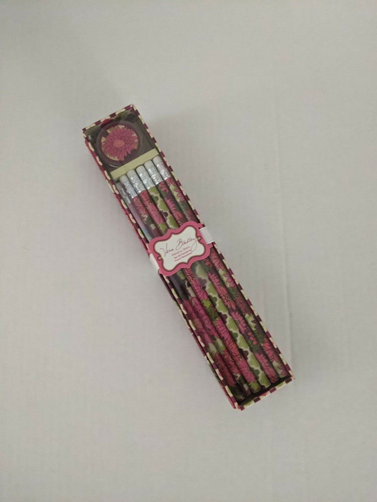 Vera Bradley PENCIL BOX SET 10 pencils & sharpener ** SEALED **