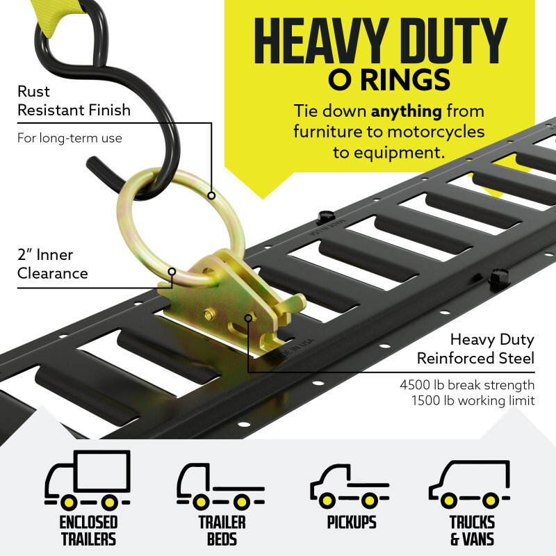 DC Cargo E Track Rails Tie-Down Kit 8' Etrack Rail, E-track Rings, Anchors, Caps