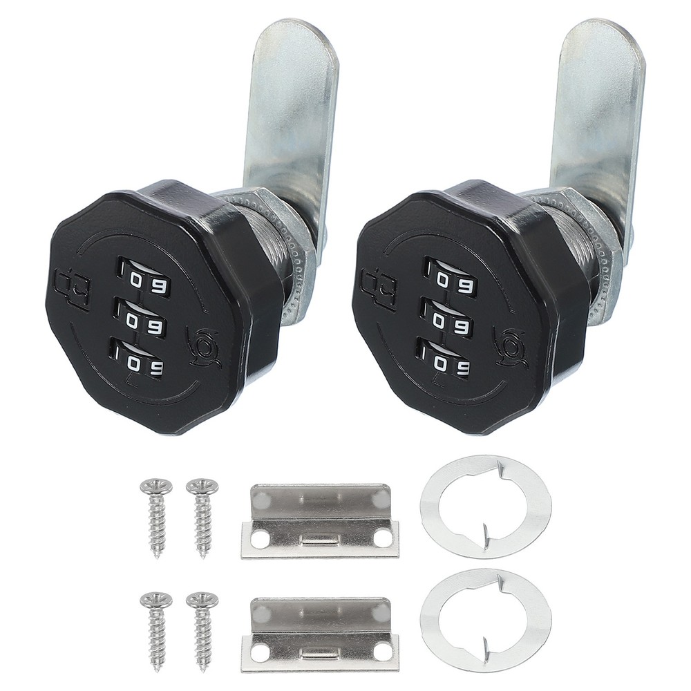 2Pcs 13/16" Combination Cabinet Cam Lock Cylinder Password Coded Lock Black