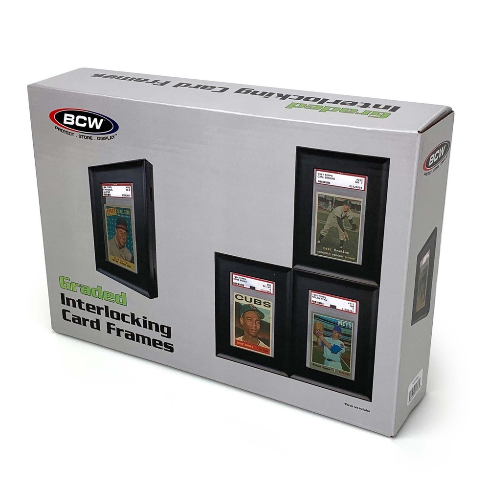 BCW Wall Mountable Interlocking Graded Card Display Frames Black New Pack of 24