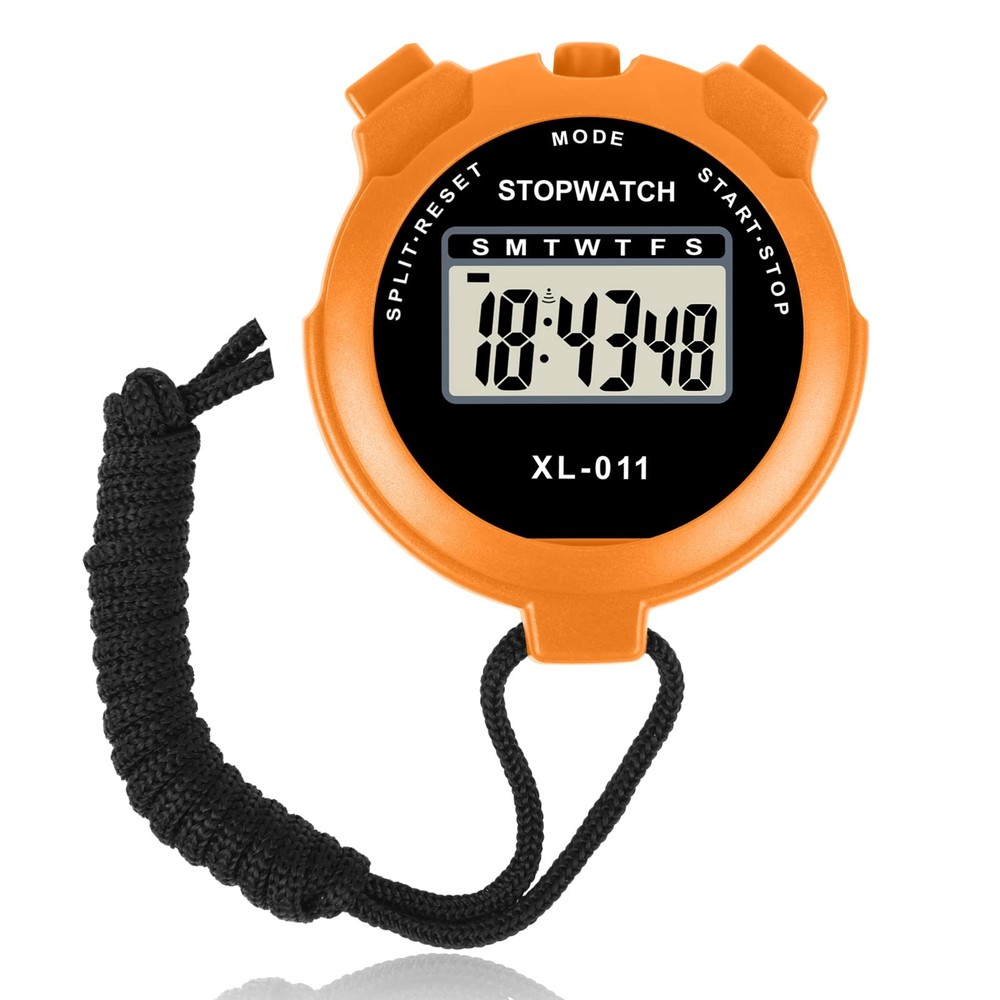 Vicloon Digital Simple Stopwatch - Large Display, Single Lap Split, Orange
