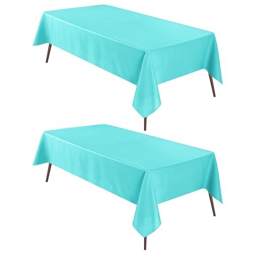 2 Pieces Solid Square Tablecloth - Waterproof and 54"x54"|2 Pack Aqua