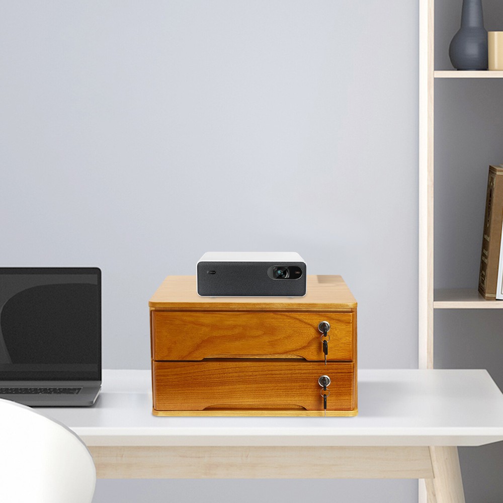 2-Tier Office Lockable Desktop Box Storage Drawer Files Organizer Multi-purpose