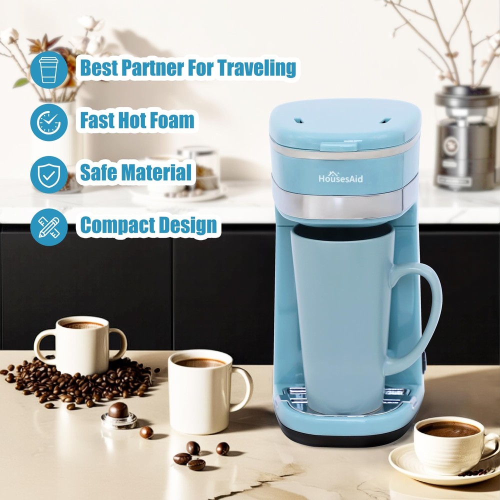 Coffee Machine Single Serve Coffee MakerOne Cup Coffee Maker with Reusable Fi...