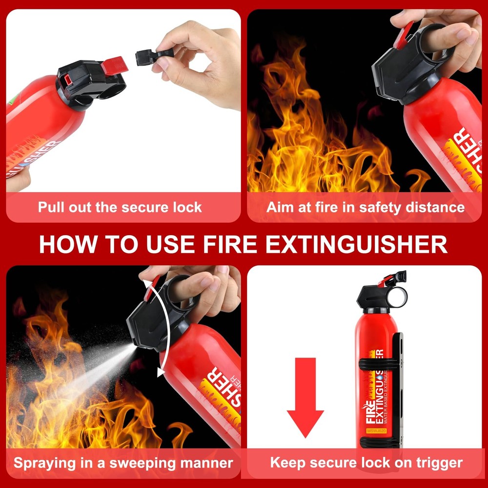 Fire Extinguishers with Mount Bracket 1 Pack Small Portable Fire Extinguishe...