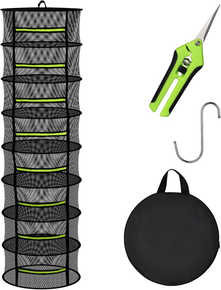 Herb Drying Rack Hanging-4 Layer Plant Drying Rack Bud Drying Net,Foldable