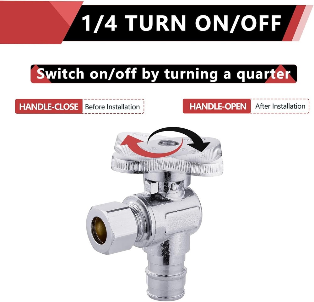 Stop Angle Valve Pex-A Inlet, 1/4 Turn,3/8" OD Compression X
