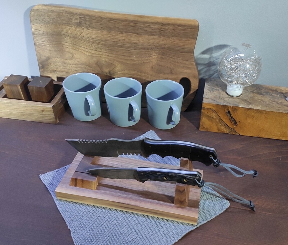 HeSy Handmade Dual Display Stand from solid walnut wood