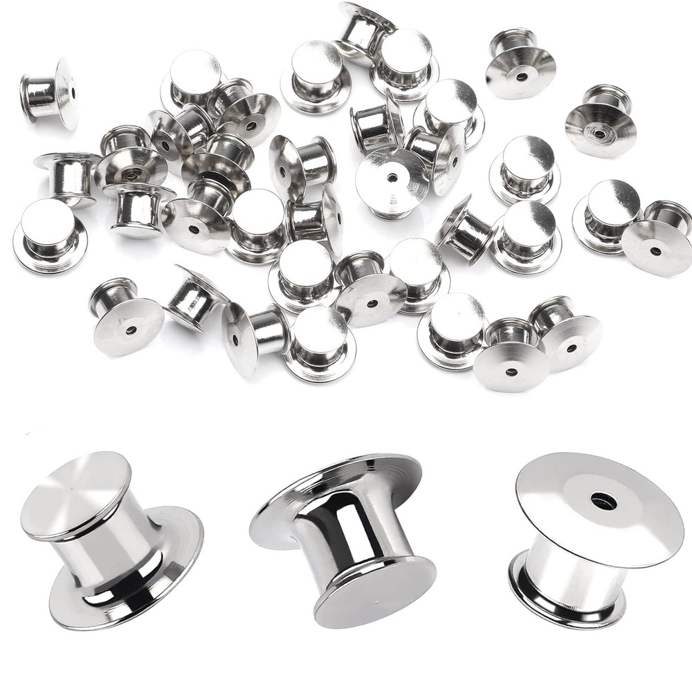 55 Pieces Metal Pin Backs Locking Keepers Clasp Silver