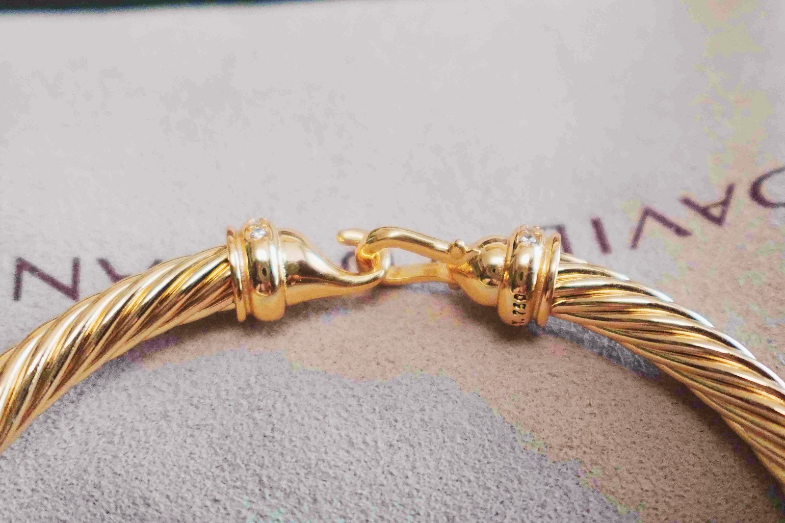New&DAVlDYurman18K&Gold&twisted&cable*Diamondbracelet
