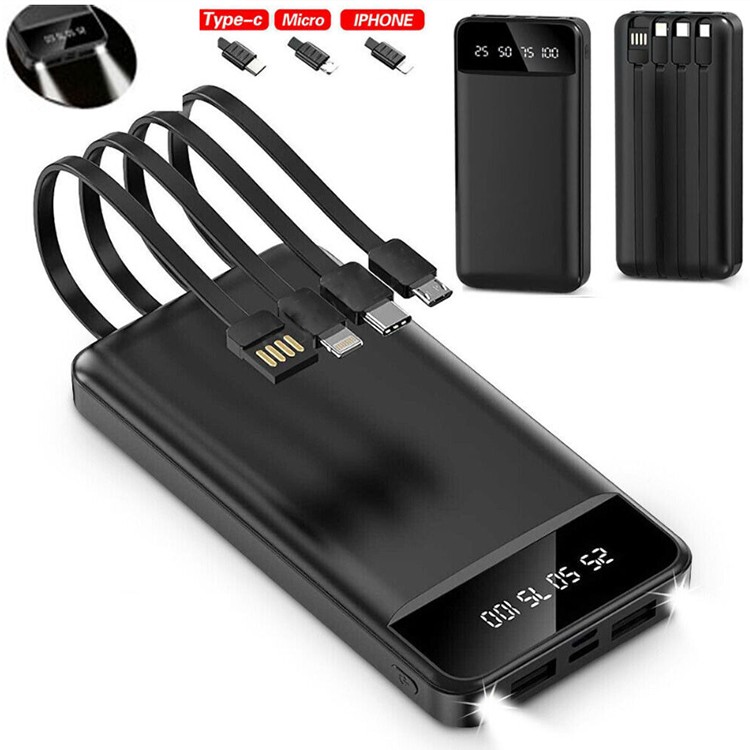 80000mAh Portable Power Bank Power Bank - with 4 built-in cables Power Bank